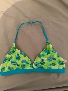 Girls OP Lime Green and Teal Pineapple Triange Bikini Top